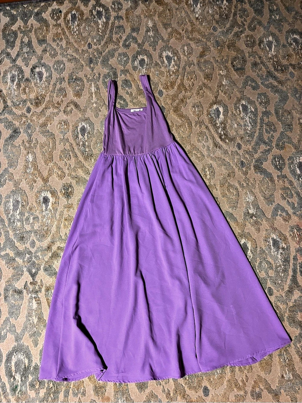 MIEAZOM Women'Small Square Neck Sleeveless Maxi Dress Purple Small